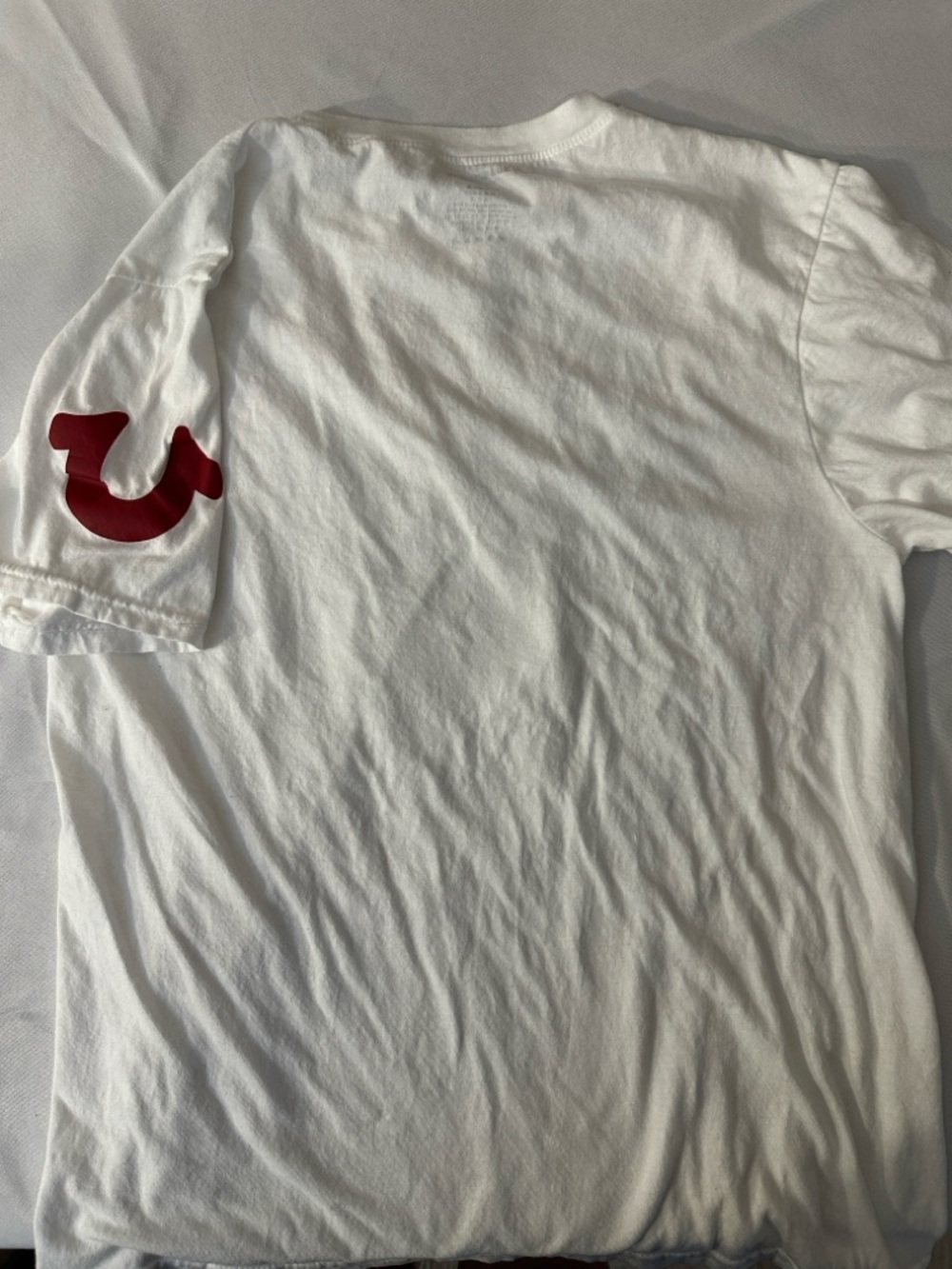 True‎ Religion White Crewneck Tee with Black Logo Print